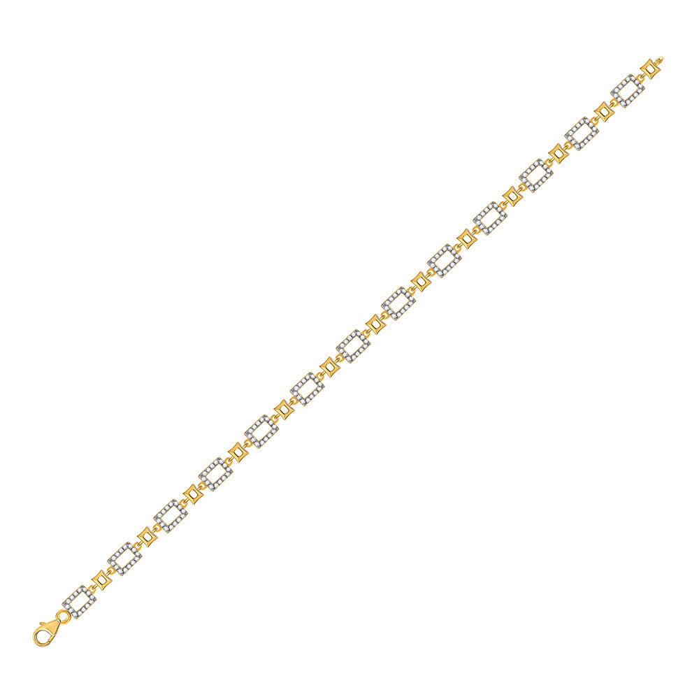 10kt Yellow Gold Womens Round Diamond Geometric Link Bracelet 3/4 Cttw
