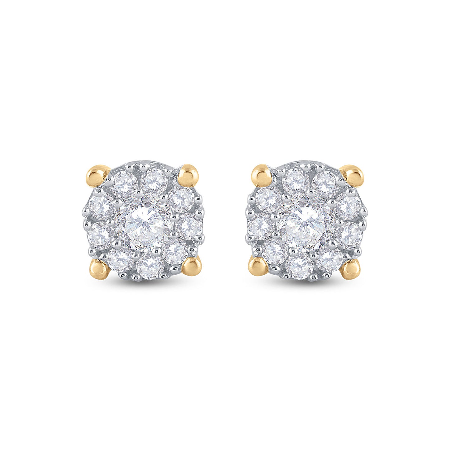 14kt Yellow Gold Womens Round Diamond Halo Earrings 3/4 Cttw