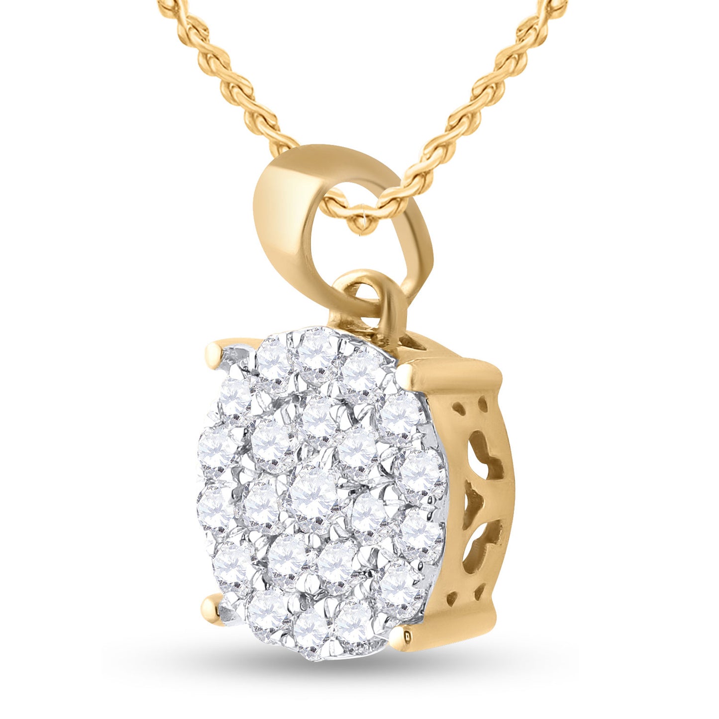 10kt Yellow Gold Womens Round Diamond Cluster Pendant 3/4 Cttw