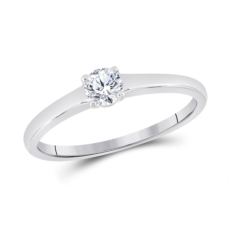 14kt White Gold Round Diamond Solitaire Bridal Wedding Engagement Ring 1/4 Cttw