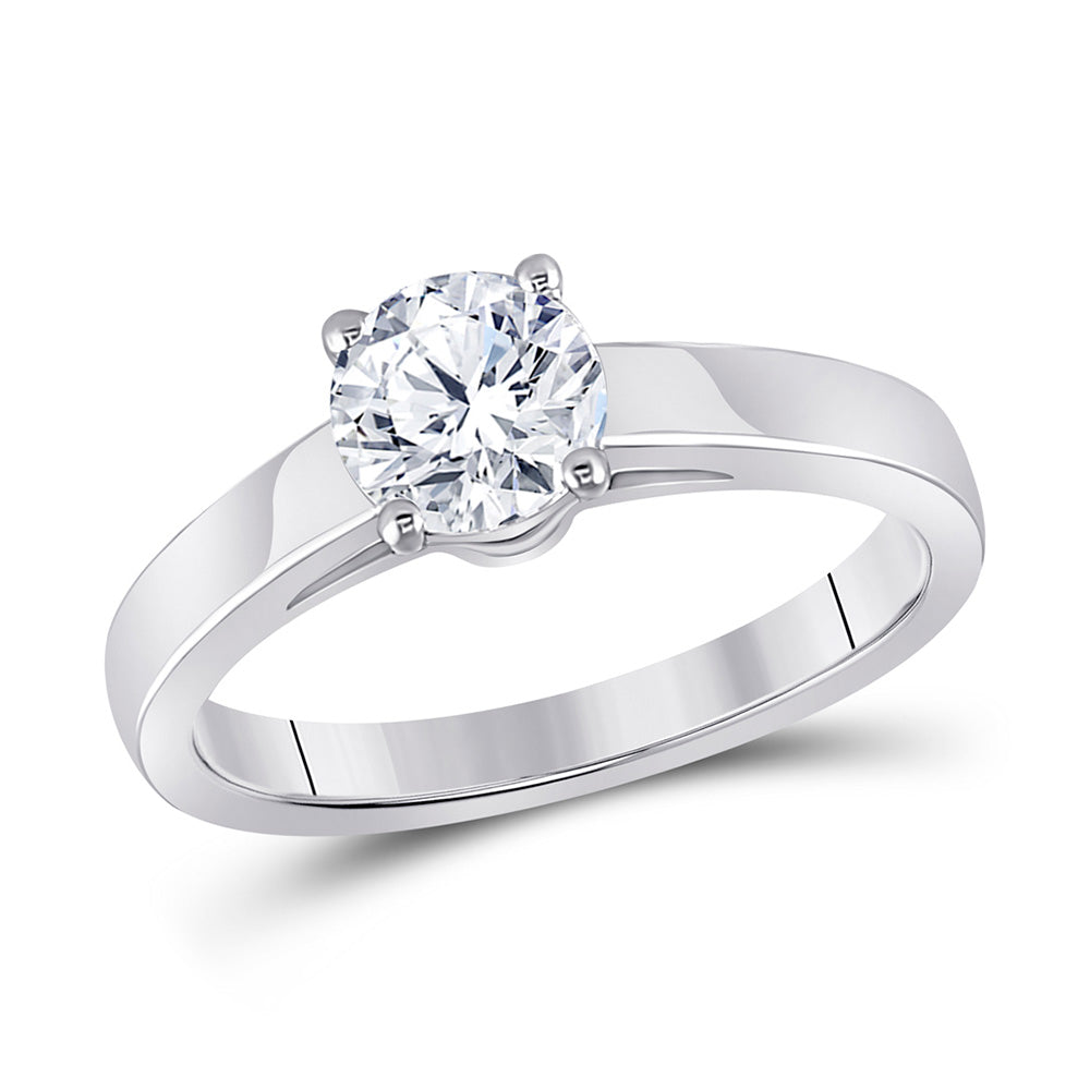 14kt White Gold Round Diamond Solitaire Bridal Wedding Engagement Ring 3/4 Cttw