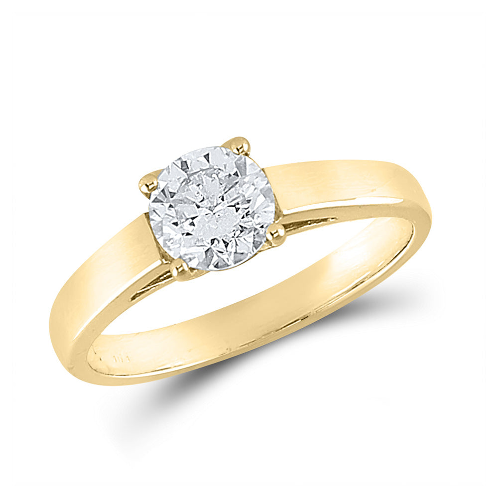 14kt Yellow Gold Round Diamond Solitaire Bridal Wedding Engagement Ring 1 Cttw