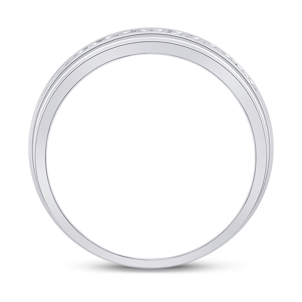10kt White Gold Mens Round Diamond Wedding Channel-Set Band Ring 1/2 Cttw