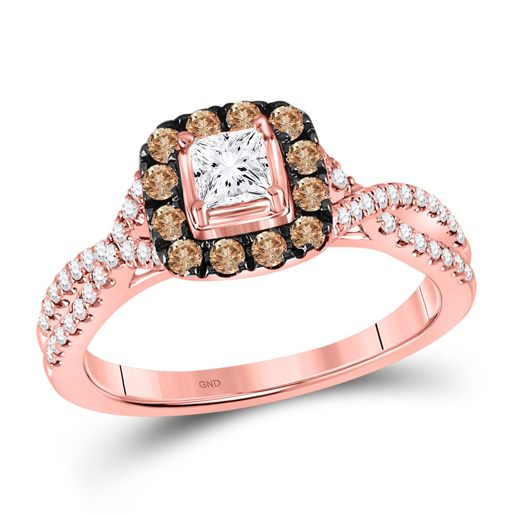 14kt Rose Gold Princess Diamond Solitaire Bridal Wedding Engagement Ring 3/4 Cttw