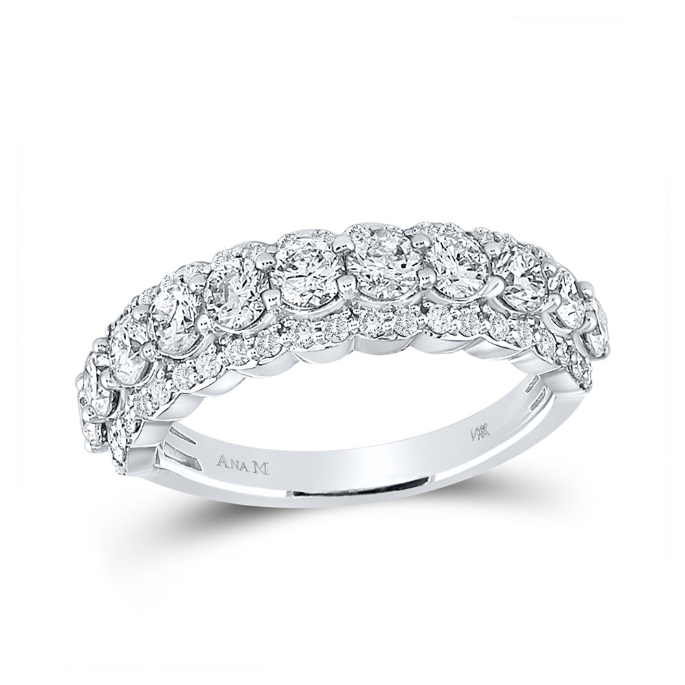 14kt White Gold Womens Round Diamond Anniversary Band Ring 1-3/4 Cttw