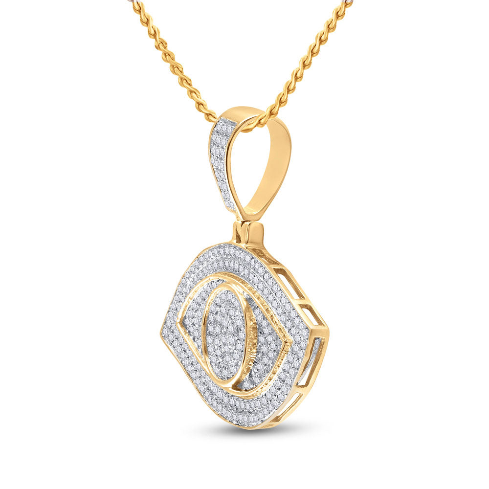 10kt Yellow Gold Mens Round Diamond All Seeing Eye Charm Pendant 5/8 Cttw