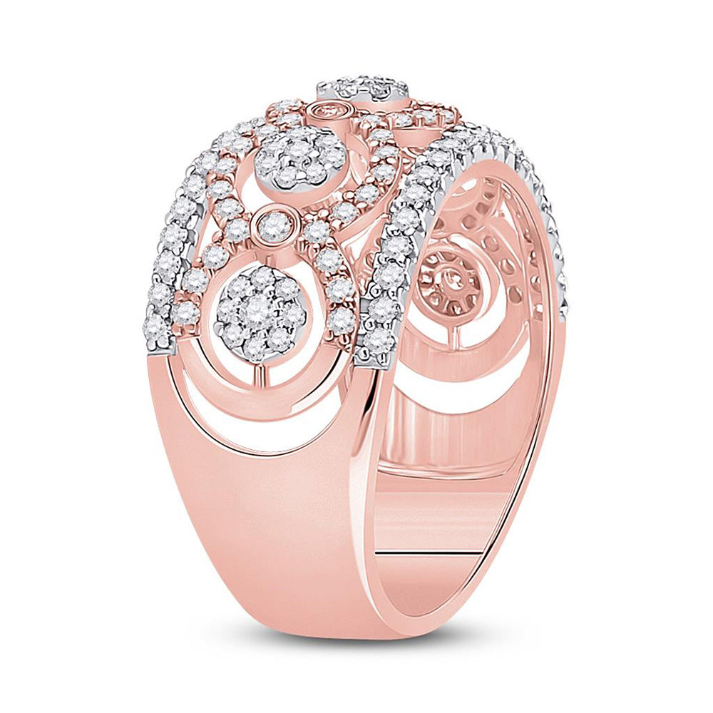 14kt Two-tone Gold Womens Round Diamond Cluster Band Ring 7/8 Cttw