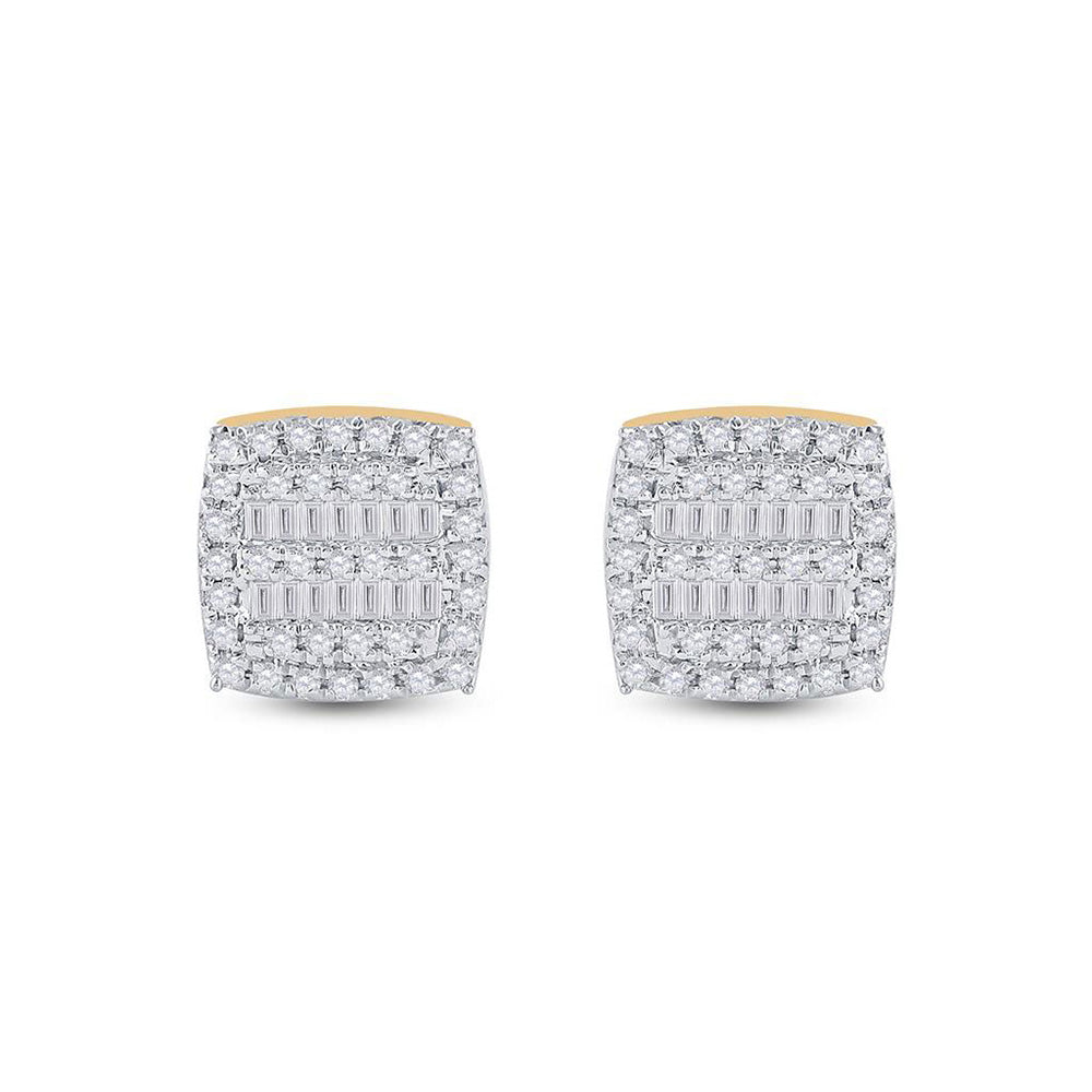 10kt Yellow Gold Womens Baguette Diamond Square Earrings 1/3 Cttw