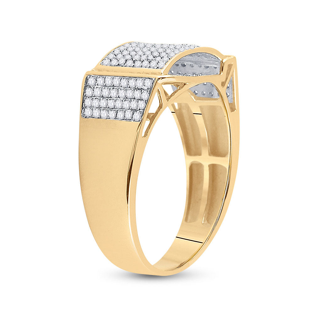 10kt Yellow Gold Mens Round Diamond Fashion Ring 1/2 Cttw
