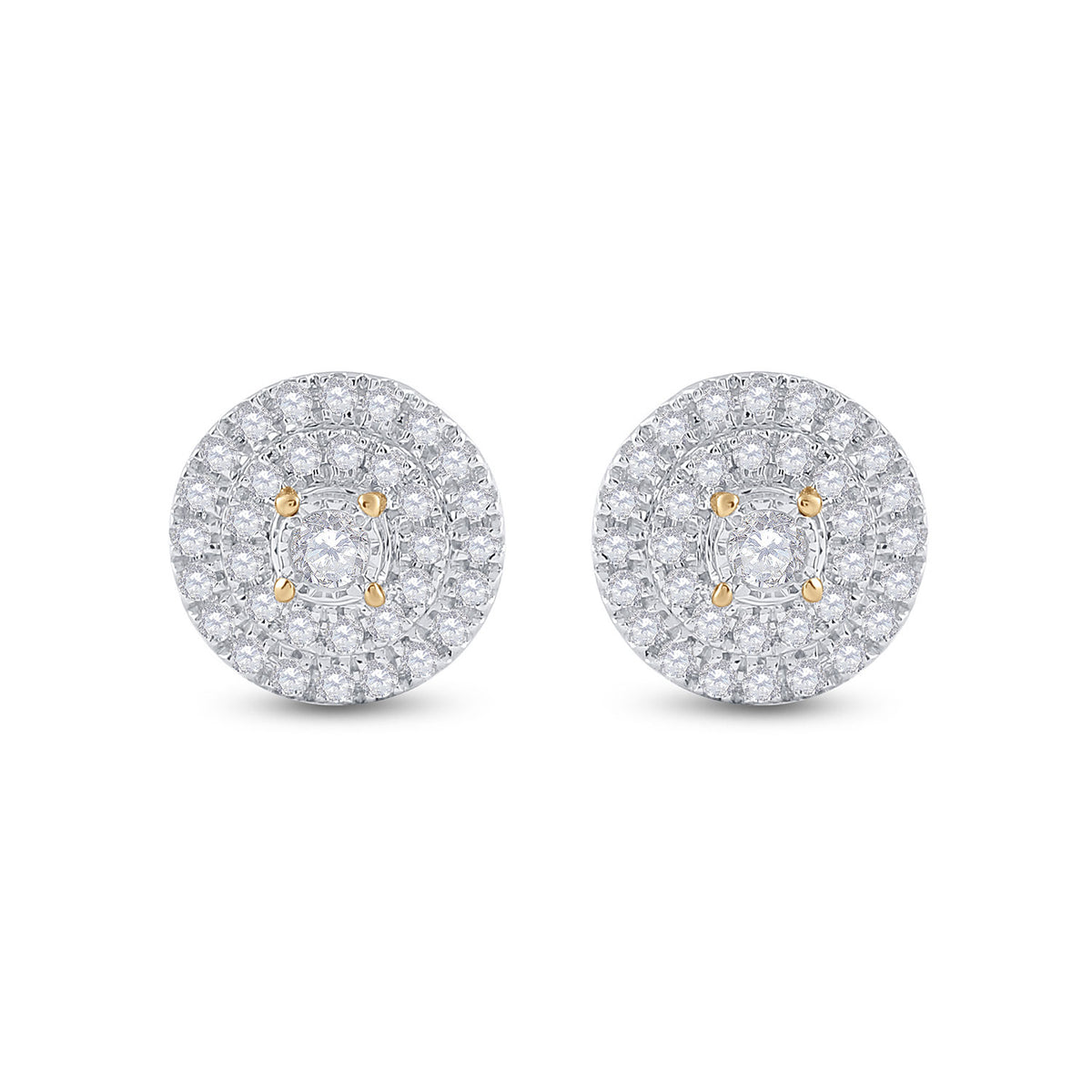 10kt Yellow Gold Womens Round Diamond Circle Earrings 1/4 Cttw