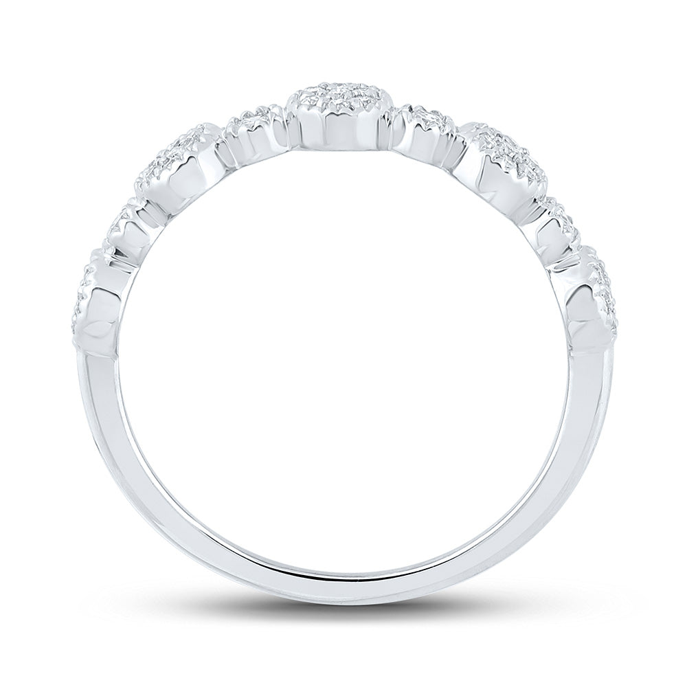 10kt White Gold Womens Round Diamond Stackable Band Ring 1/5 Cttw