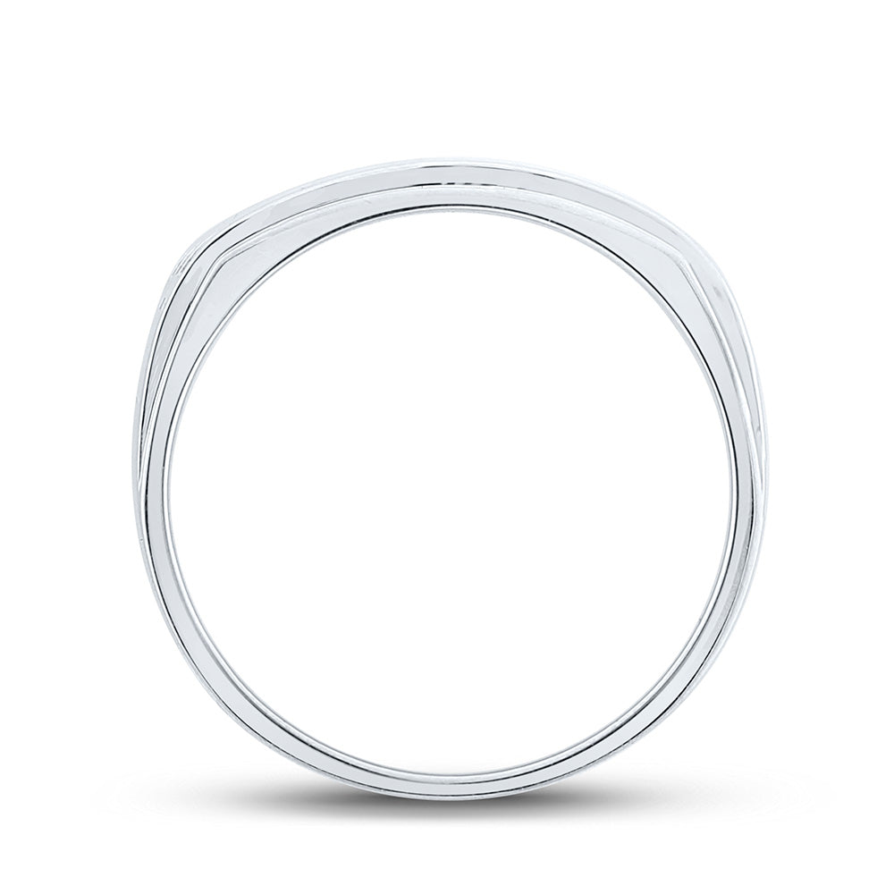 14kt White Gold Mens Round Diamond Triple Row Band Ring 1/2 Cttw