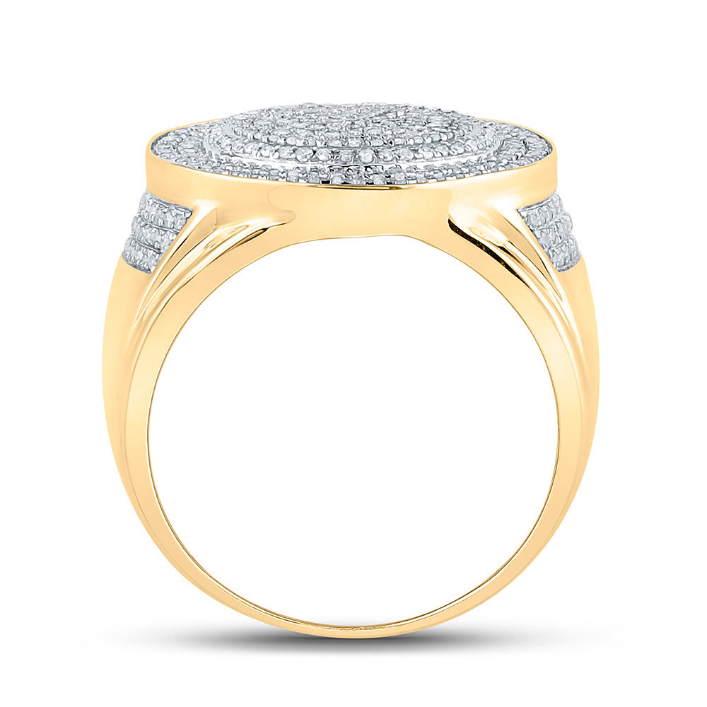 10kt Yellow Gold Mens Round Diamond Circle Ring 7/8 Cttw