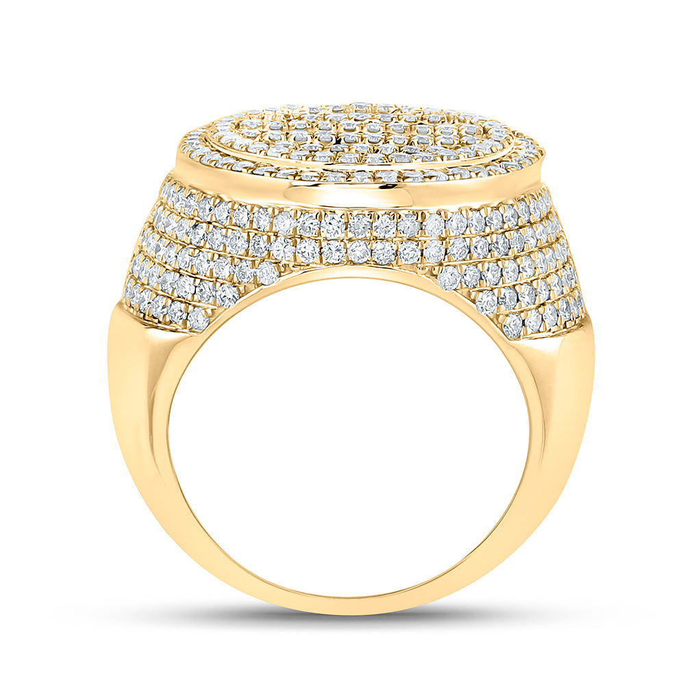 10kt Yellow Gold Mens Baguette Diamond Circle Ring 3-3/8 Cttw