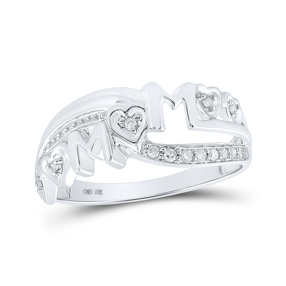 10kt White Gold Womens Round Diamond Mom Ring 1/10 Cttw