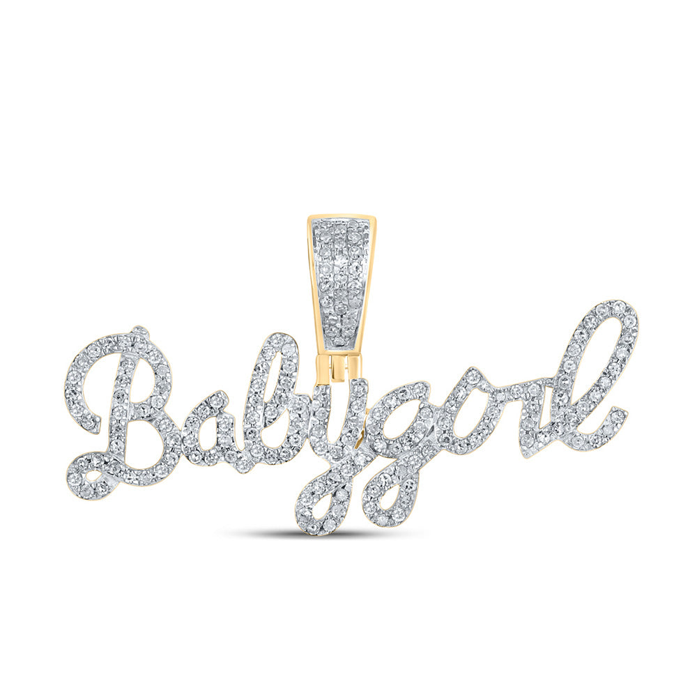 10kt Yellow Gold Mens Round Diamond Baby Girl Charm Pendant 3/8 Cttw