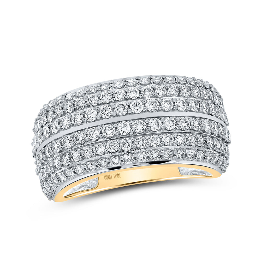 10kt Yellow Gold Mens Round Diamond Pave-set Band Ring 2-1/2 Cttw