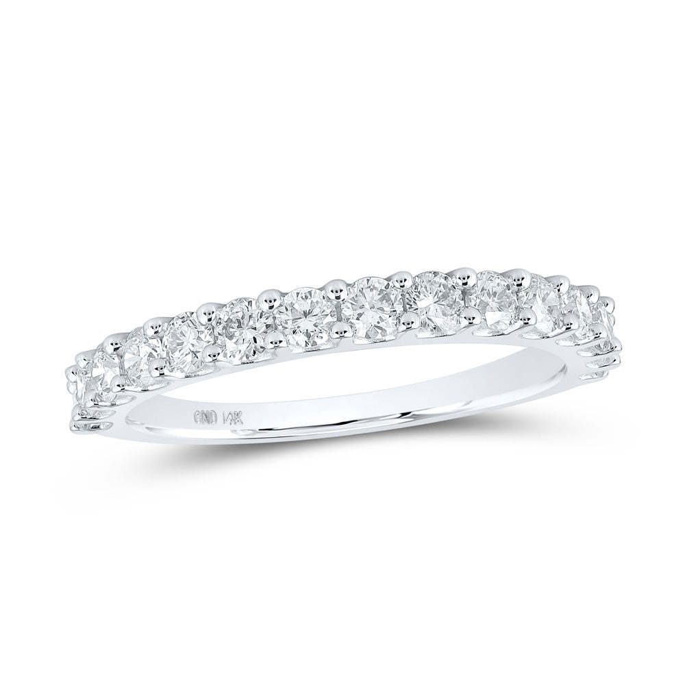 14kt White Gold Womens Round Diamond Band Ring 7/8 Cttw