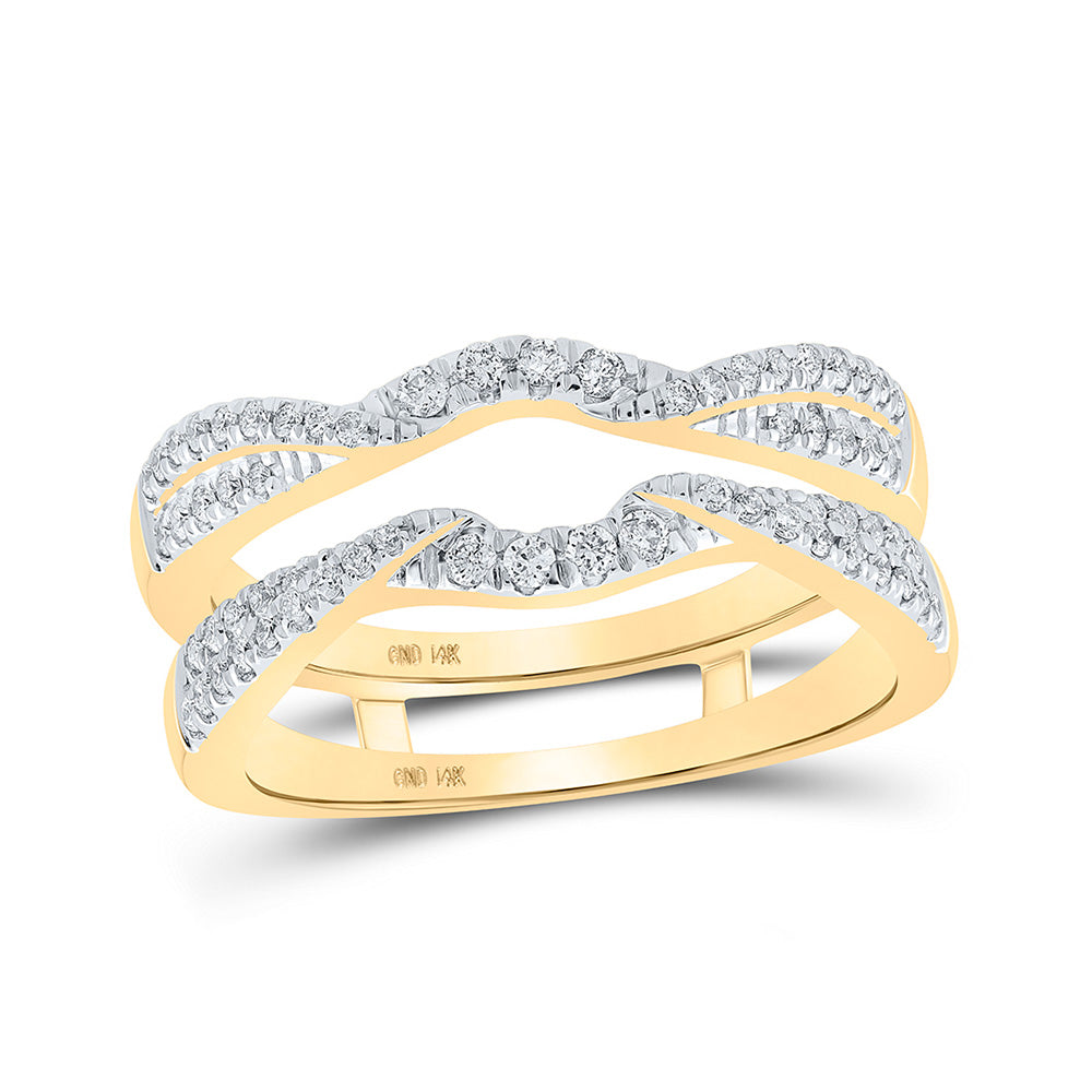 14kt Yellow Gold Womens Round Diamond Wrap Enhancer Wedding Band 1/3 Cttw