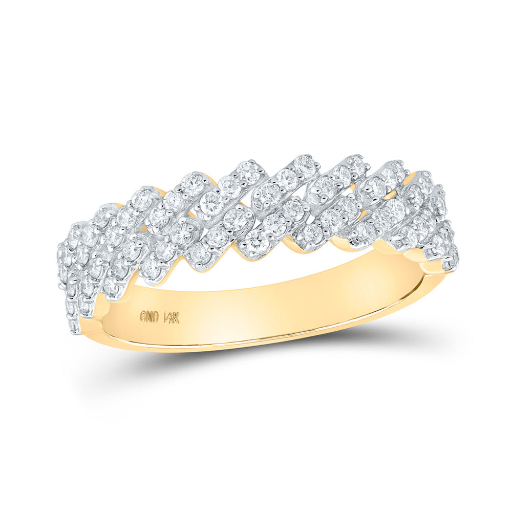 14kt Yellow Gold Mens Round Diamond Band Ring 3/4 Cttw