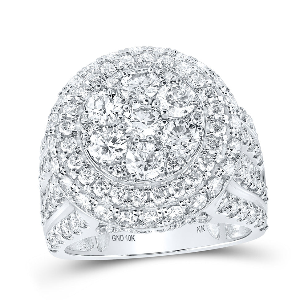 10kt White Gold Womens Round Diamond Flower Cluster Ring 4 Cttw