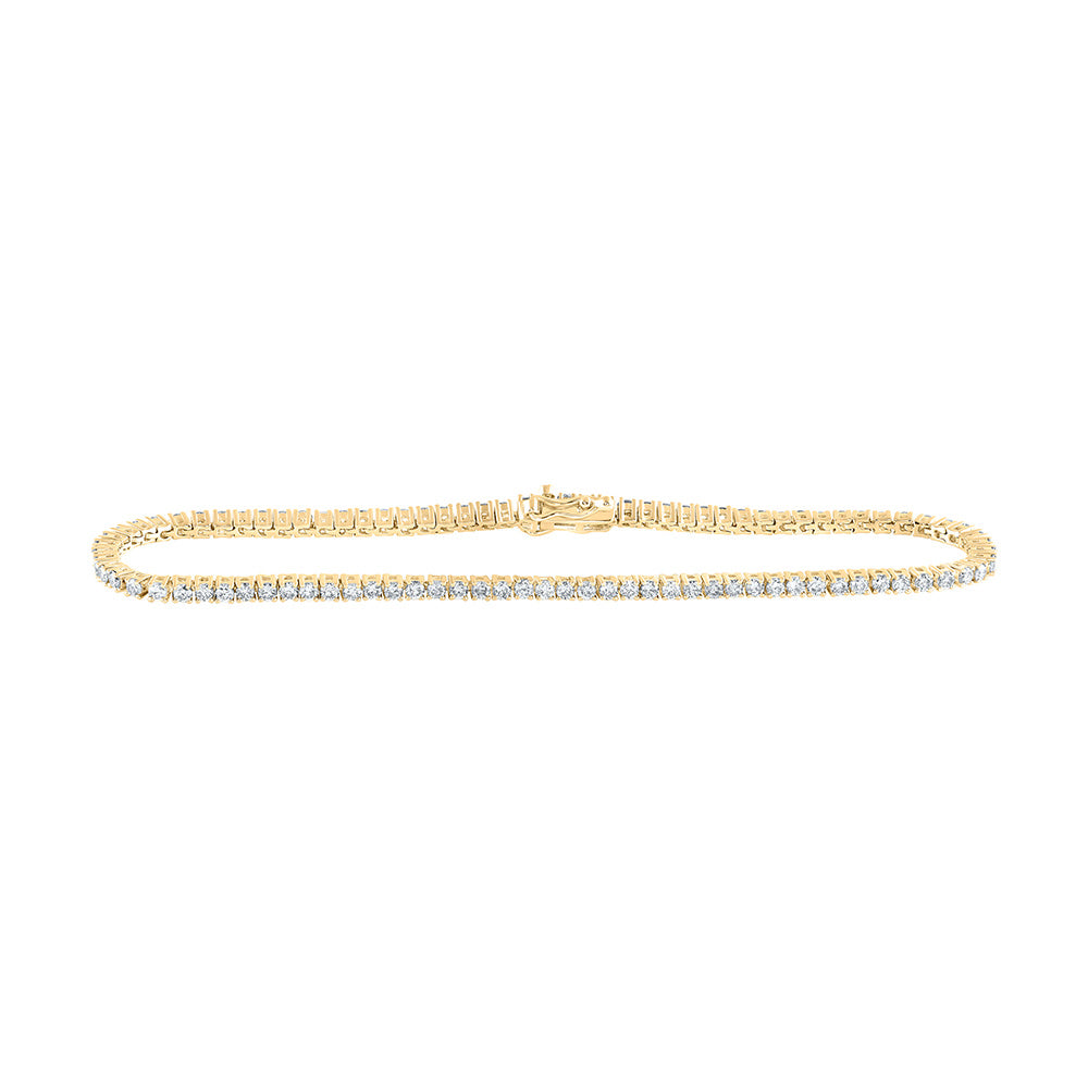 10kt Yellow Gold Womens Round Diamond Fashion Bracelet 2 Cttw