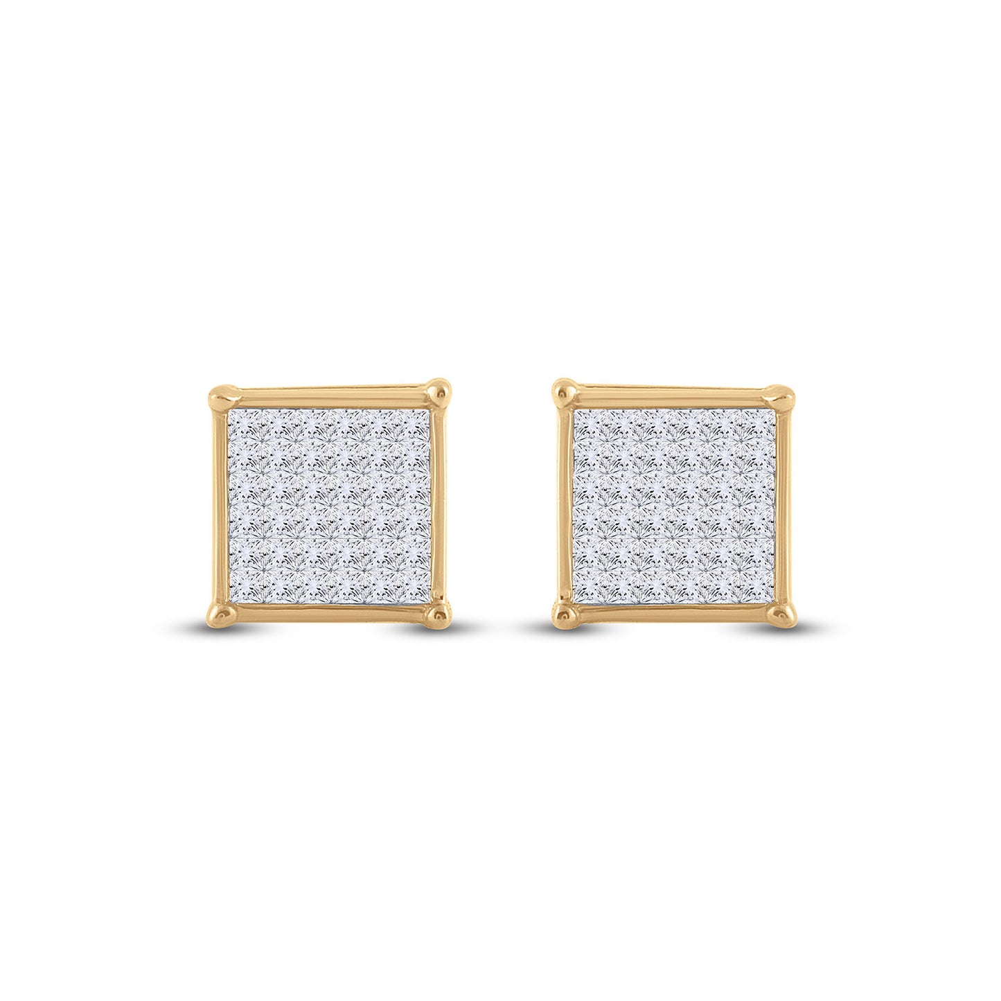 14kt Yellow Gold Womens Princess Diamond Square Earrings 1/2 Cttw