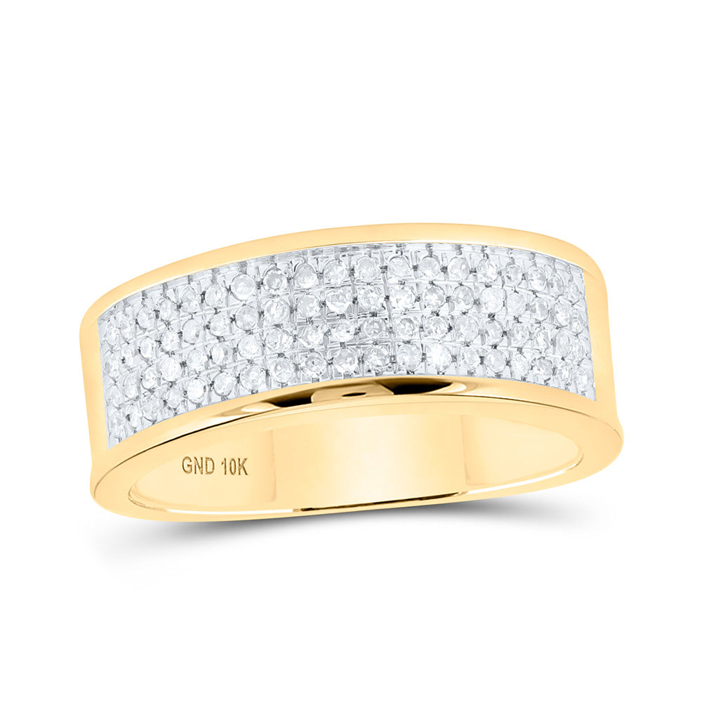 10kt Yellow Gold Mens Round Diamond Wedding Band Ring 1/4 Cttw