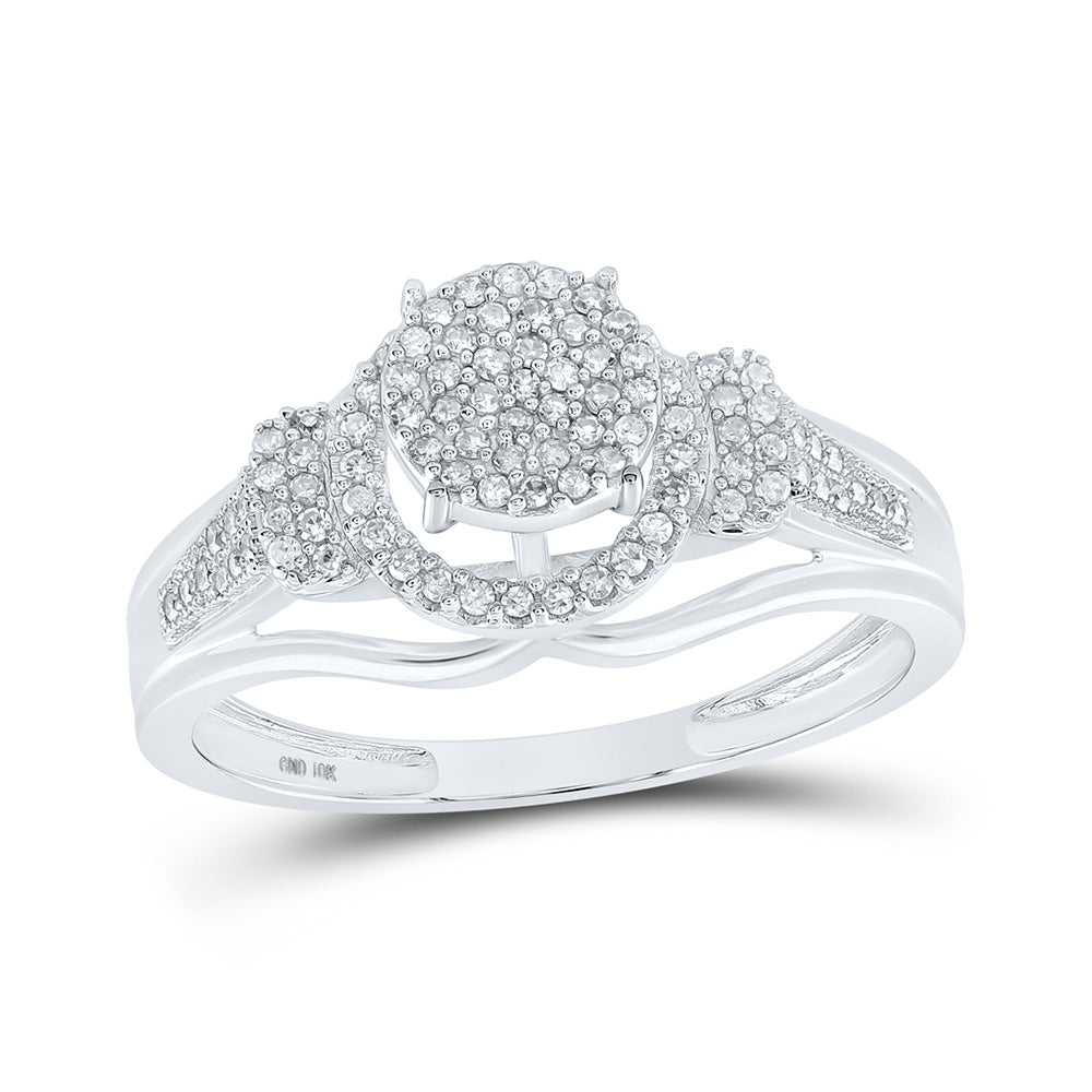 10kt White Gold Round Diamond Cluster Bridal Wedding Engagement Ring 1/3 Cttw