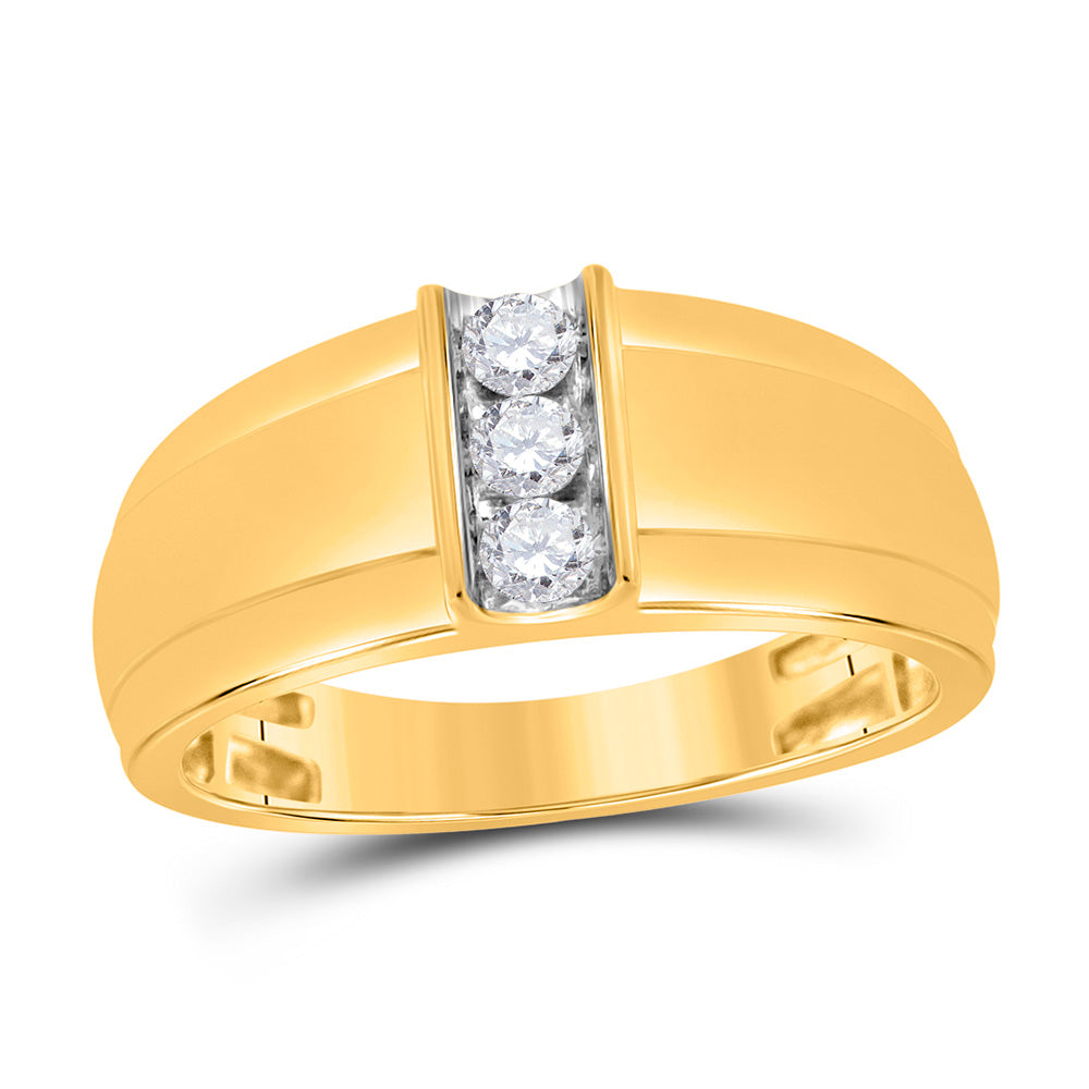 10kt Yellow Gold Mens Round Diamond Single Row Band Ring 1/4 Cttw