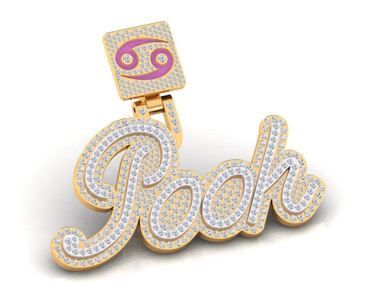 10k Gold Geechee Pendant VS Diamonds w/ chain design