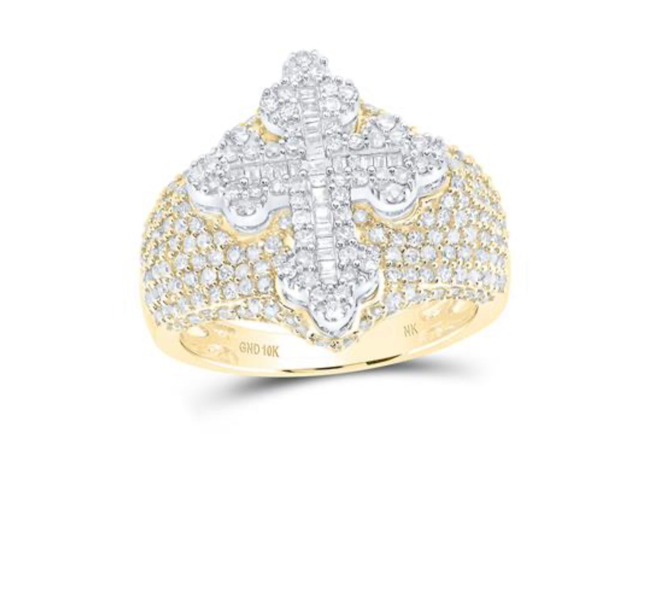 10k gold cross ring 2 CTW diamonds