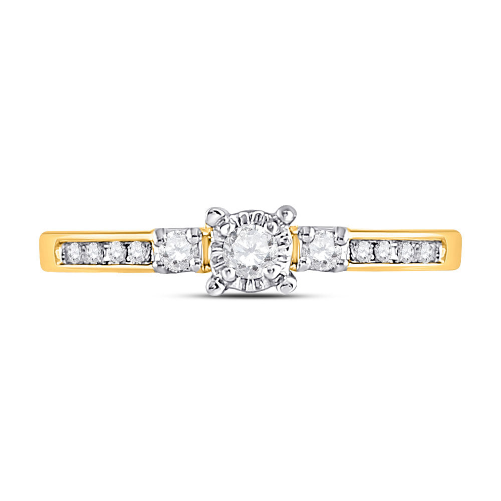 10kt Yellow Gold Womens Round Diamond 3-stone Promise Ring 1/6 Cttw