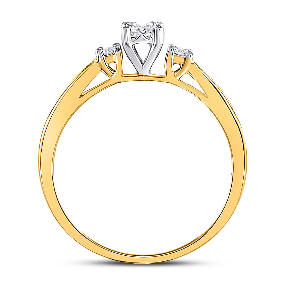 10kt Yellow Gold Womens Round Diamond 3-stone Promise Ring 1/6 Cttw