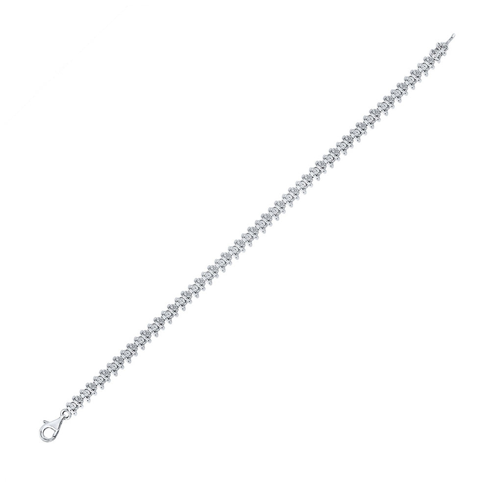 Sterling Silver Womens Round Diamond Tennis Bracelet 1/10 Cttw