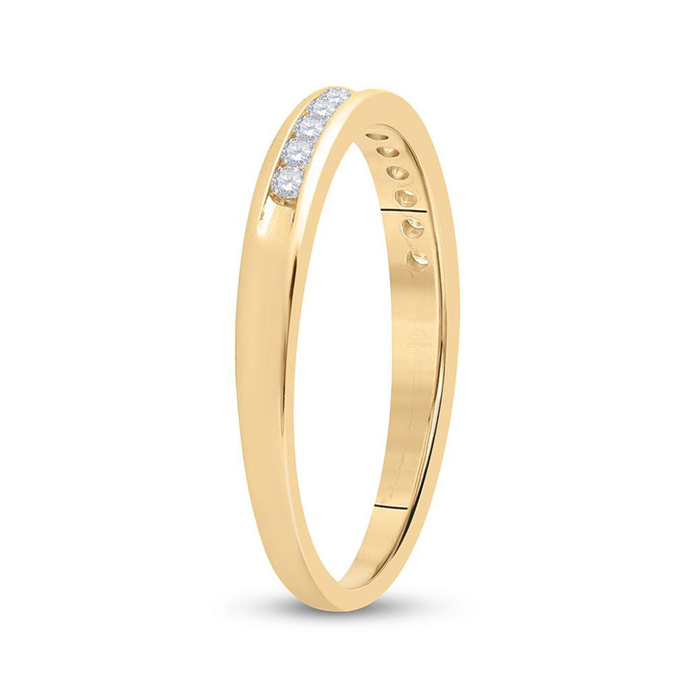 14kt Yellow Gold Womens Round Diamond Wedding Band 1/6 Cttw