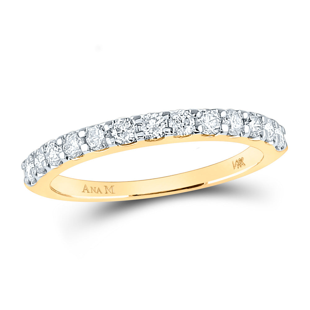 14kt Yellow Gold Womens Round Diamond Wedding Anniversary Band 1/2 Cttw