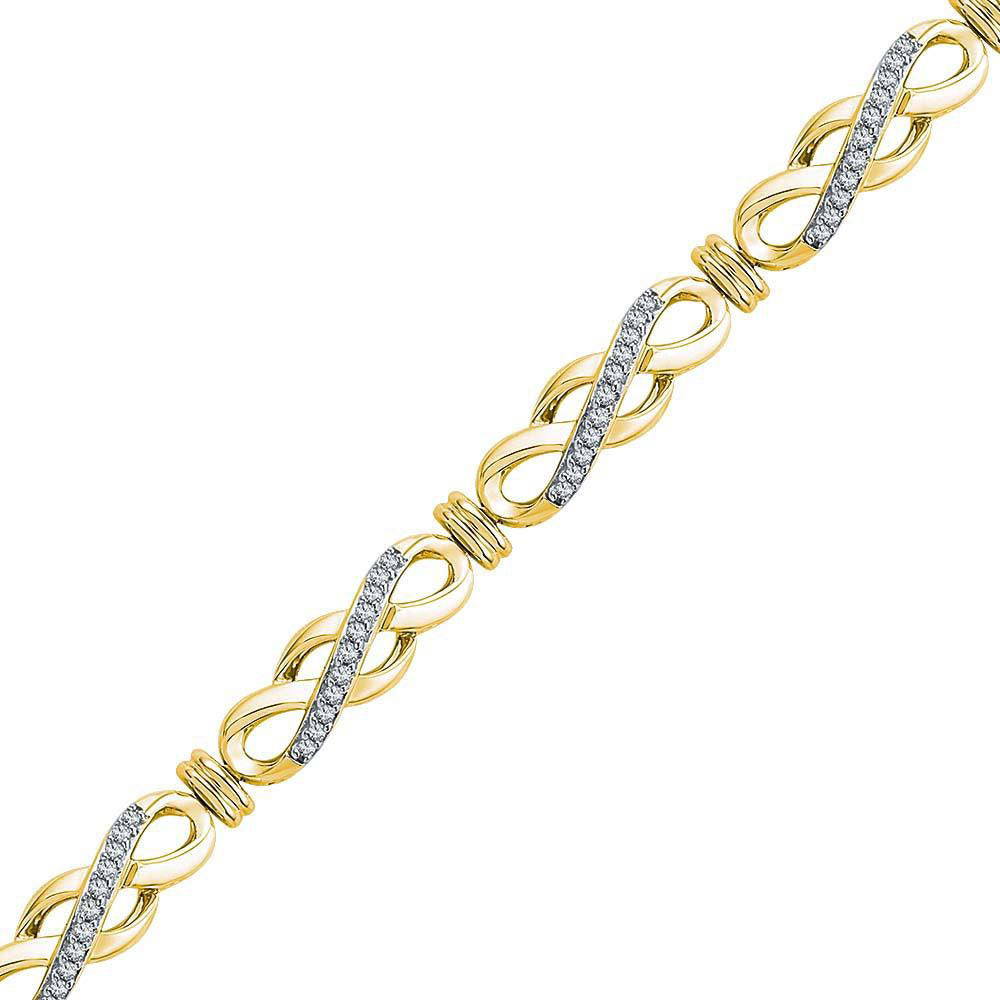 10kt Yellow Gold Womens Round Diamond Infinity Bracelet 1/2 Cttw