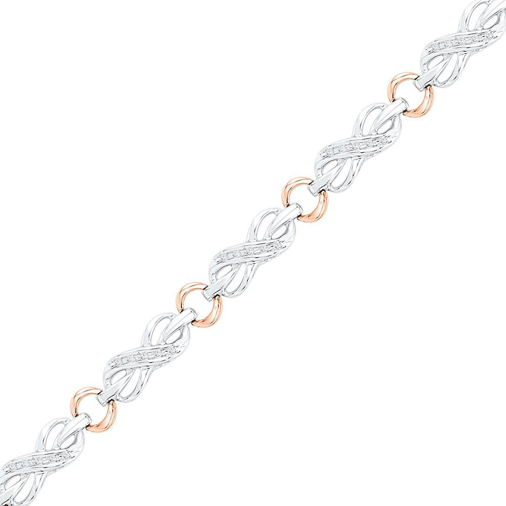 10kt Two-tone Gold Womens Round Diamond Infinity Bracelet 1/4 Cttw