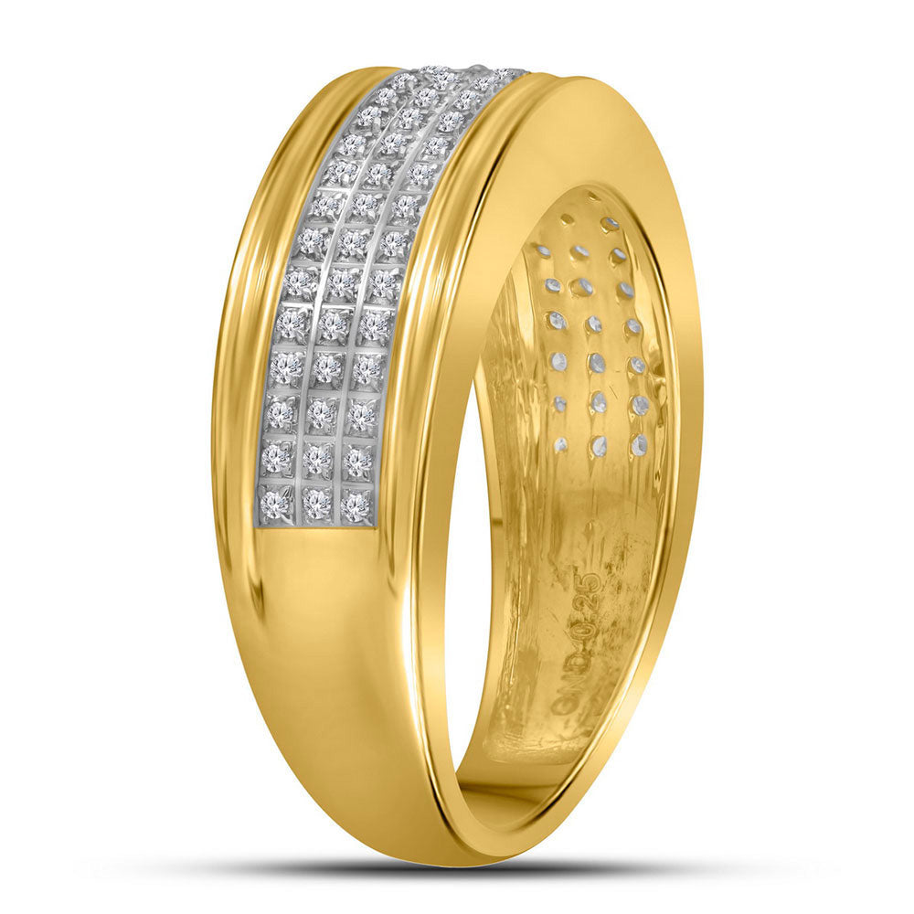 10kt Yellow Gold Mens Round Diamond Wedding Band Ring 1/4 Cttw