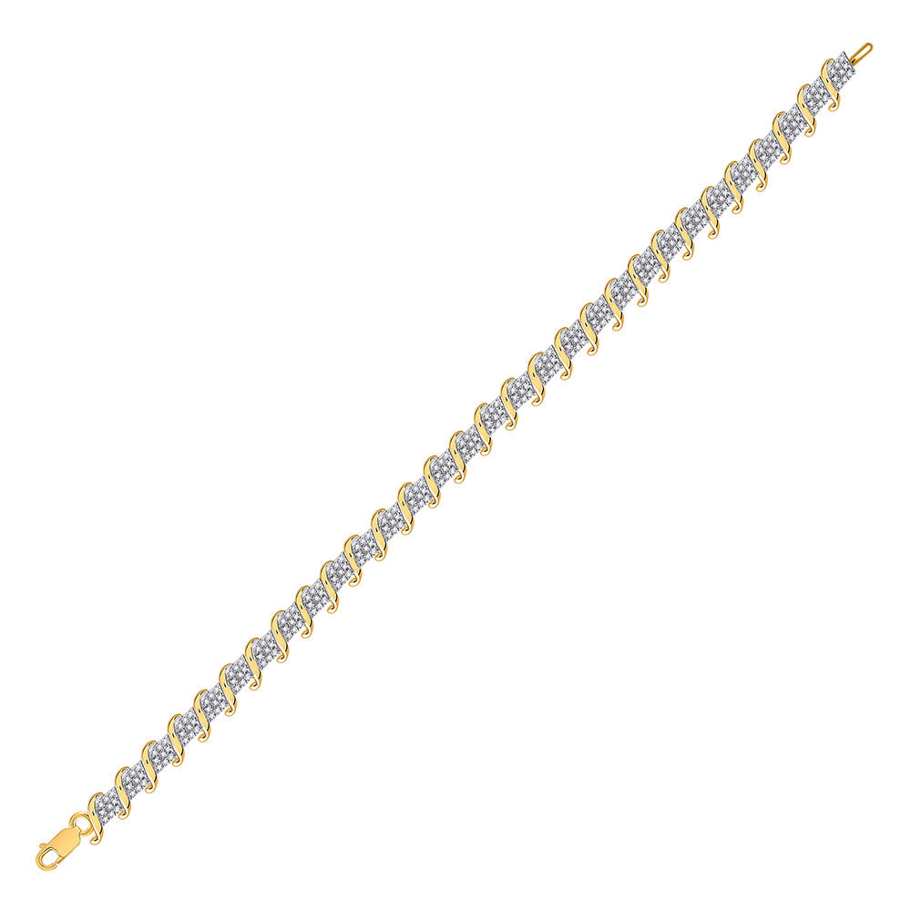 10kt Yellow Gold Womens Round Diamond Tennis Bracelet 1/2 Cttw