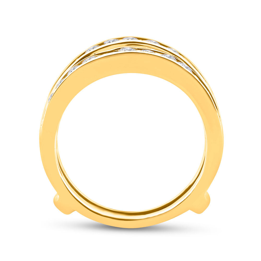 14kt Yellow Gold Womens Round Diamond Wedding Wrap Ring Guard Enhancer 1 Cttw