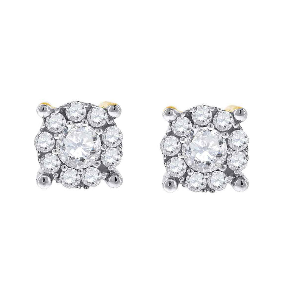 14kt White Gold Womens Round Diamond Cluster Earrings 1/2 Cttw