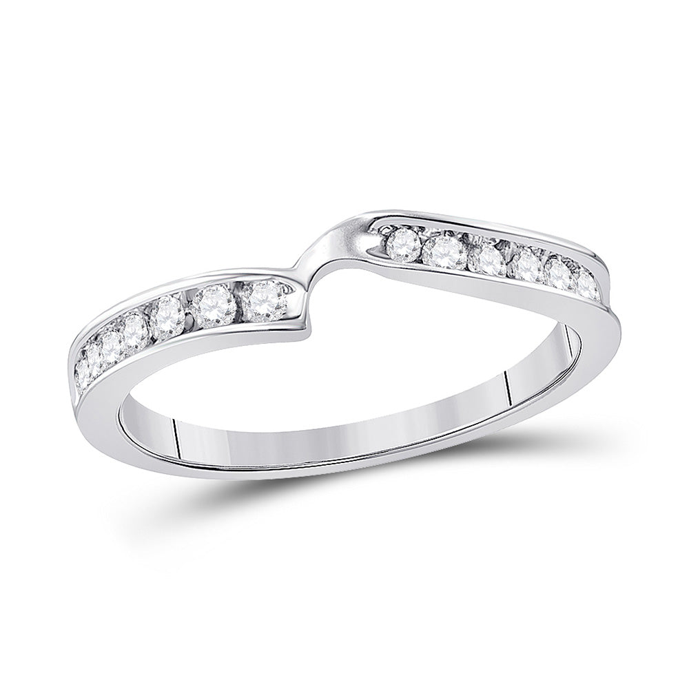 10kt White Gold Womens Round Diamond 2-stone Wedding Band 1/4 Cttw