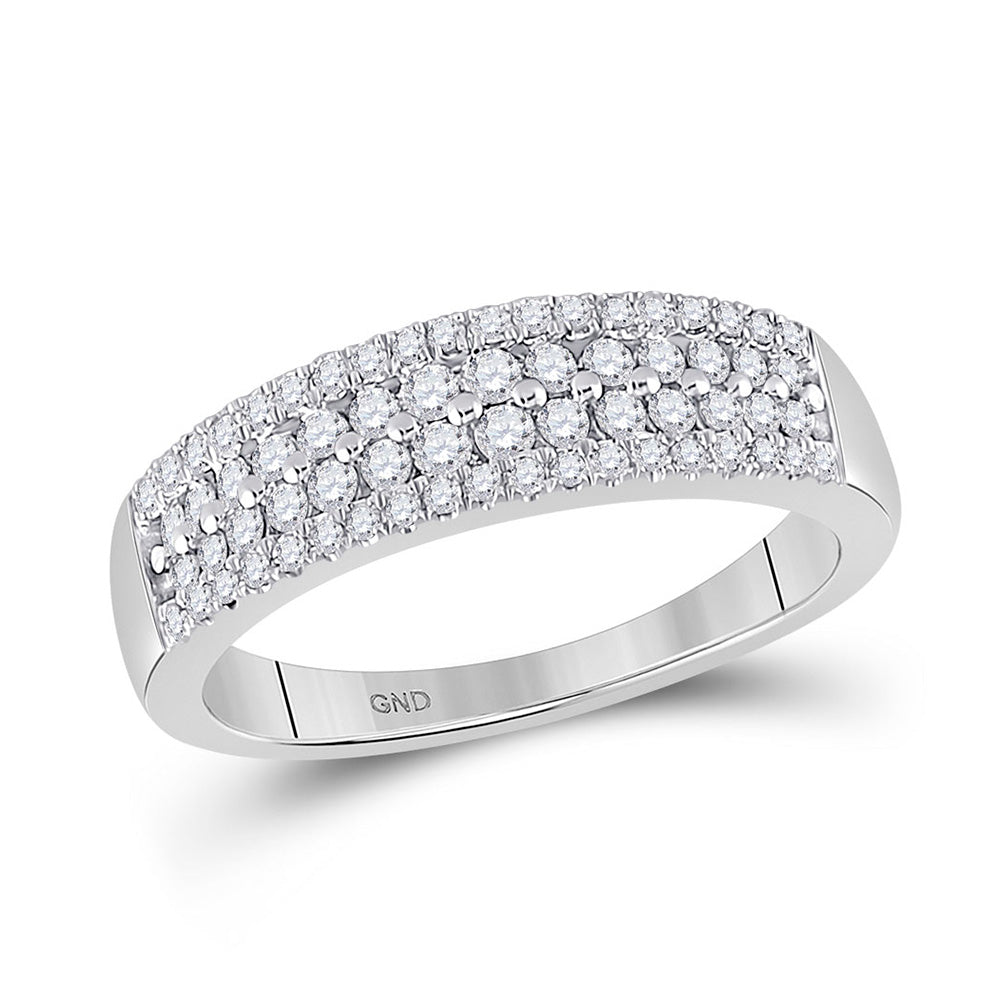 10kt White Gold Womens Round Diamond Pave Band Ring 1/2 Cttw