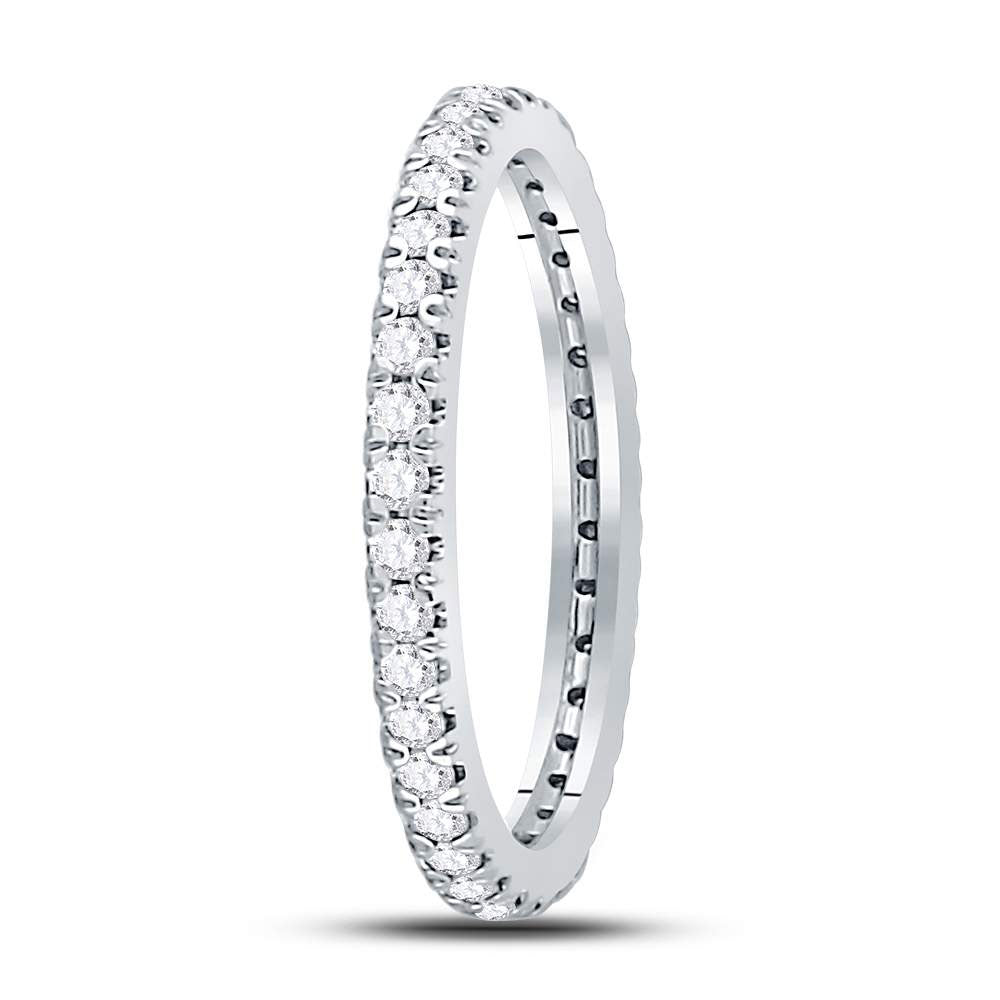 10kt White Gold Womens Round Diamond Eternity Wedding Band 1/2 Cttw