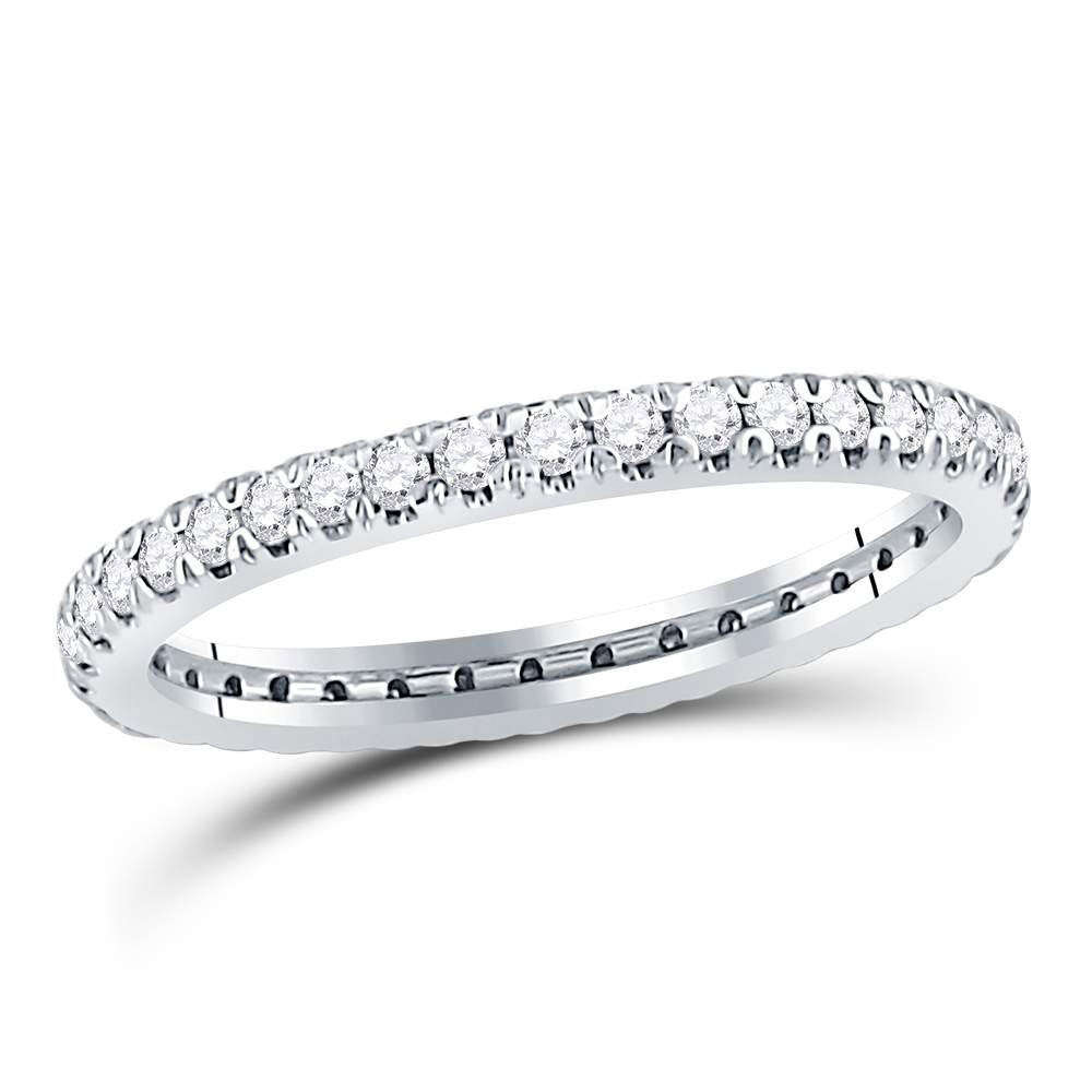 10kt White Gold Womens Round Diamond Eternity Wedding Band 1/2 Cttw