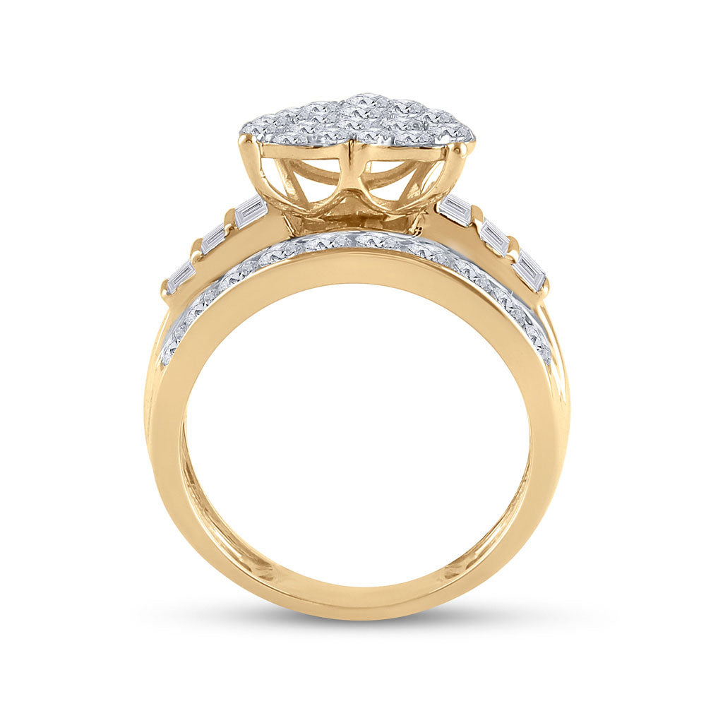 10kt Yellow Gold Round Diamond Heart Bridal Wedding Engagement Ring 2 Cttw