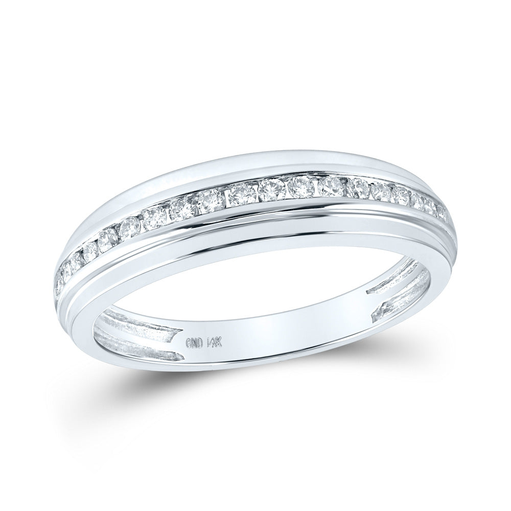 14kt White Gold His Hers Round Diamond Solitaire Matching Wedding Set 7/8 Cttw