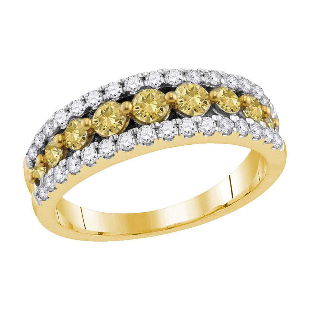 14kt Yellow Gold Womens Round Yellow Color Enhanced Diamond Band Ring 1/2 Cttw